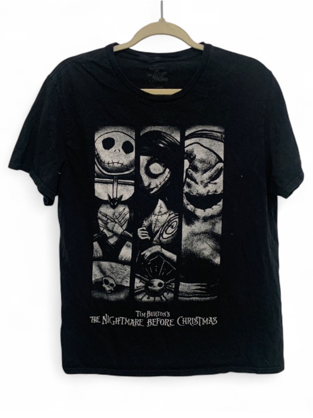Disney Black The Nightmare Before Christmas Jack Sally Oogie Graphic Tee Shirt